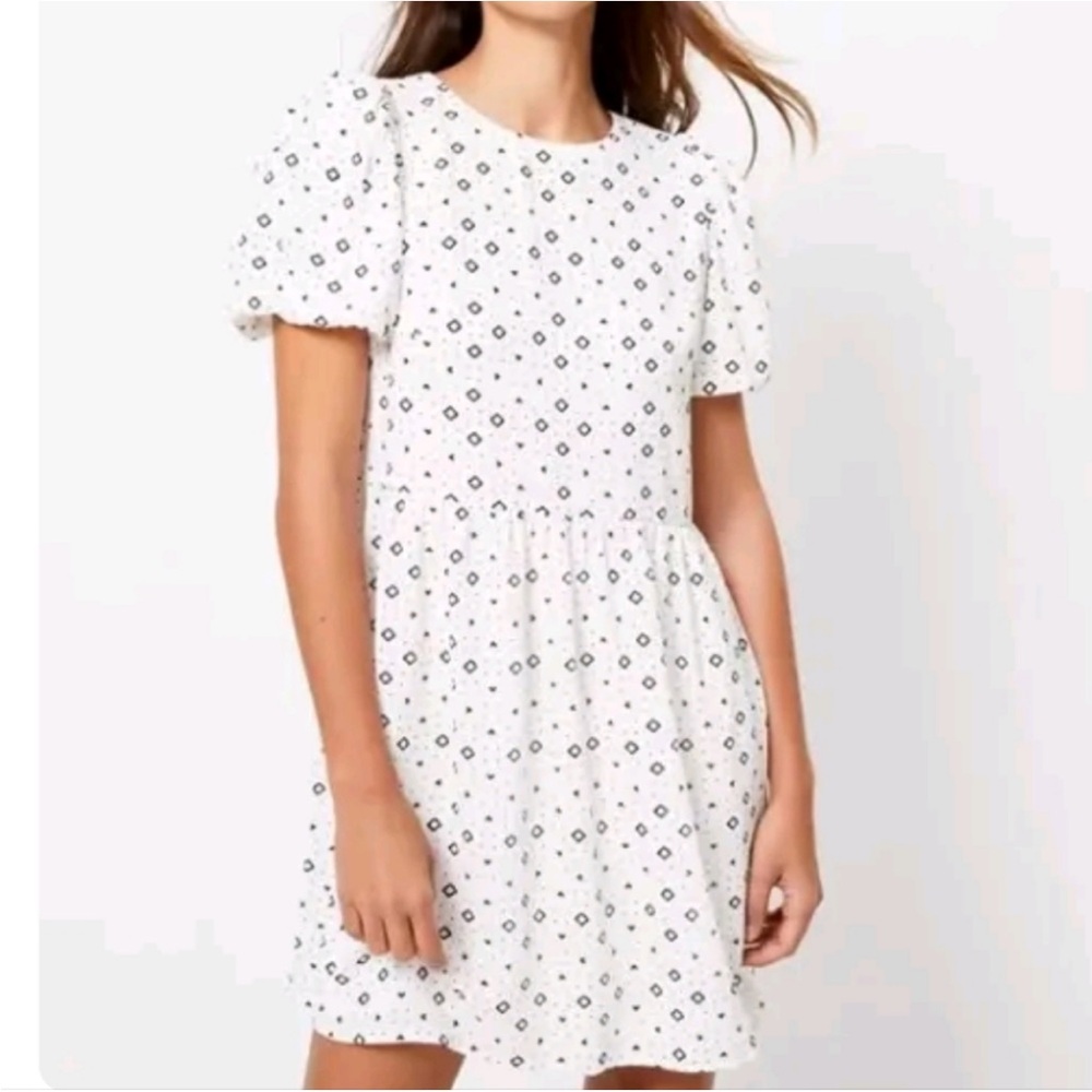 Loft Babydoll Diamond Print Babydoll Dress